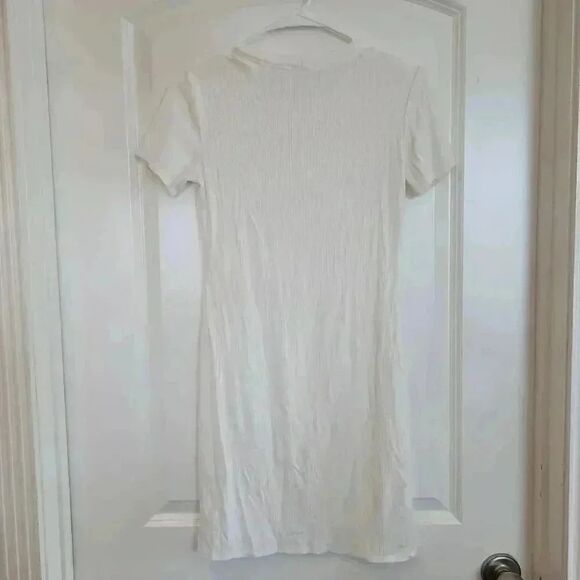 BP Women's Ivory Rayon/Spandex Ribbed Knit Short Sleeve Dress - Picture 8 of 9